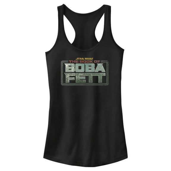 Junior's Star Wars: The Book of Boba Fett Distressed Logo  Racerback Tank Top Black Small
