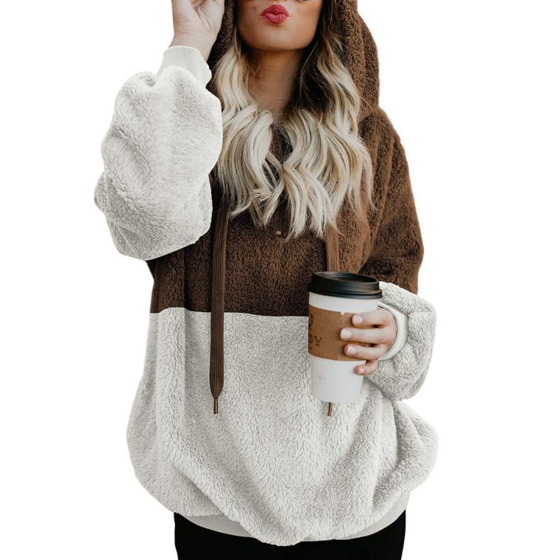 plain long sleeve velvet loose hoodie