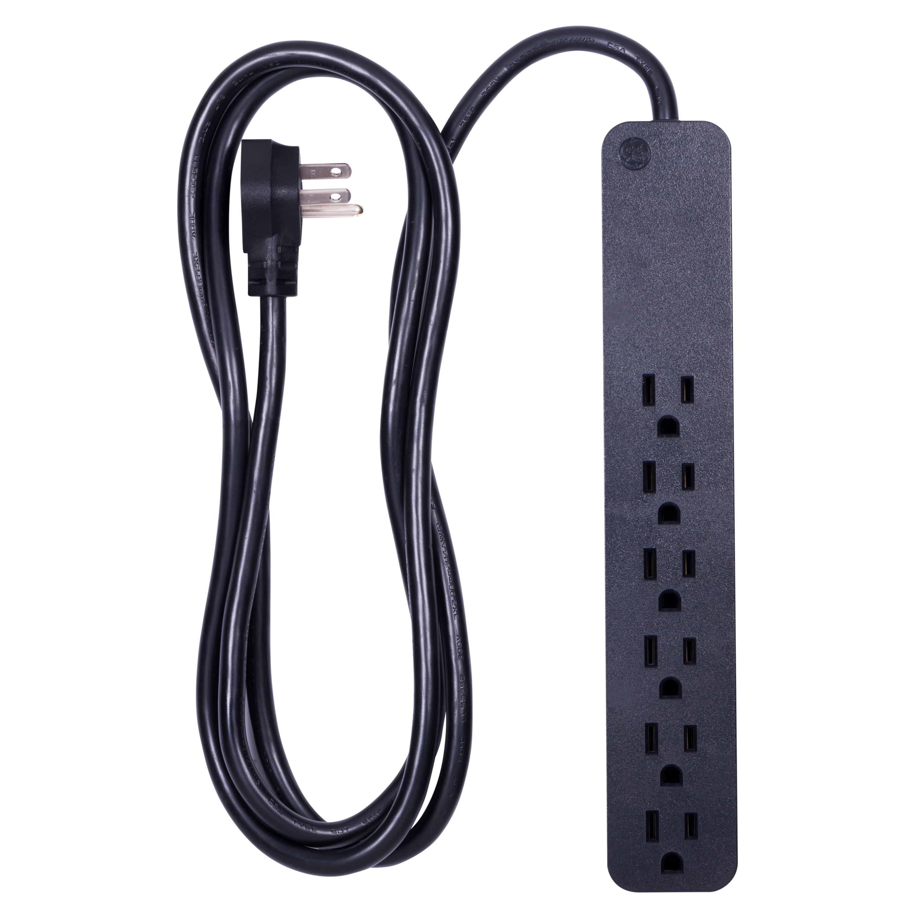 GENERAL ELECTRIC 6Outlet Power Strip Surge Protector, 6ft. Power Cord, 37211
