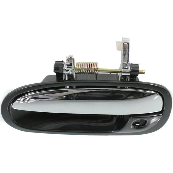 Exterior Door Handle Compatible with 1996-2000 Honda Civic Front, Driver Side Chrome Lever with Smooth Black Bezel