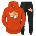 thumbnail image 3 of Conjunto de 2 piezas de sudadera y pantalones con estampado de zorro y anime para hombre, sudadera con estampado de animales de dibujos animados divertidos, pantalones, ropa de calle holgada de manga, 3 of 5