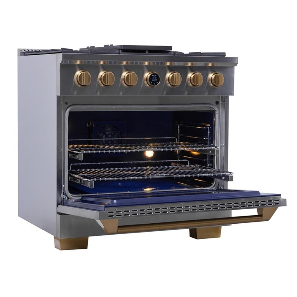 Pemberly Row 36" 5.2 cu. ft. 6 Burners Dual Fuel Range for Propane Gas in Silver