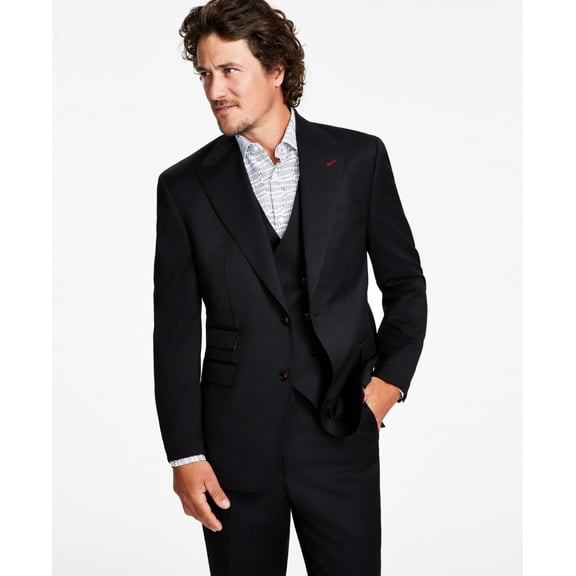 Tayion Collection Men's Classic Fit Solid Suit Jacket Black 42R