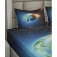 thumbnail image 2 of Ambesonne Space Fitted & Top Sheet Set with Shams, Planet Earth Sun Rays, Red Blue, 2 of 4