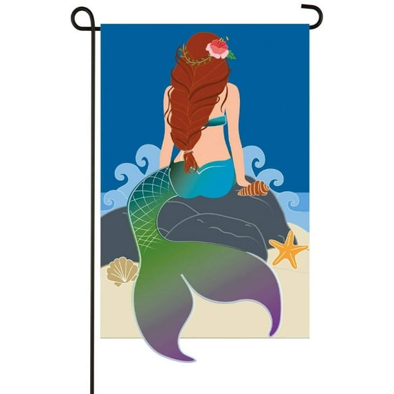 Mermaid Garden Flag 2 Sided Applique