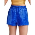thumbnail image 4 of Mufeng Kids Girls Sequin Shorts Sparkly Hip Hop Jazz Dance Shorts Glitter High Waist Rave A Line Blue 14, 4 of 7
