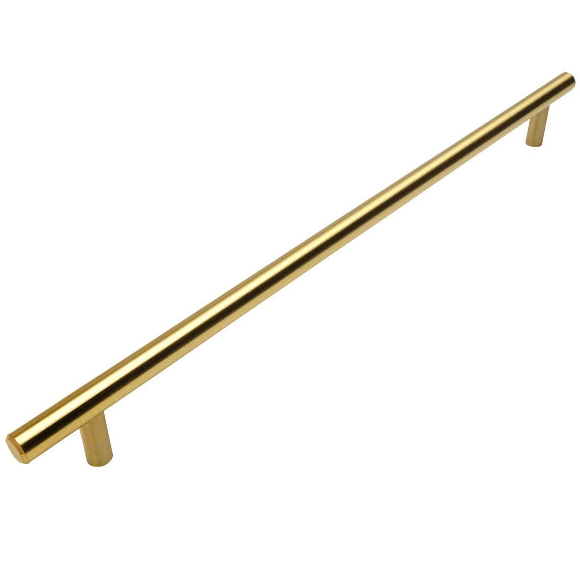 Cosmas 305-320BB Brushed Brass Cabinet Hardware Euro Style Bar Handle Pull - 12-5/8' (320mm) Hole Centers, 15' Overall Length