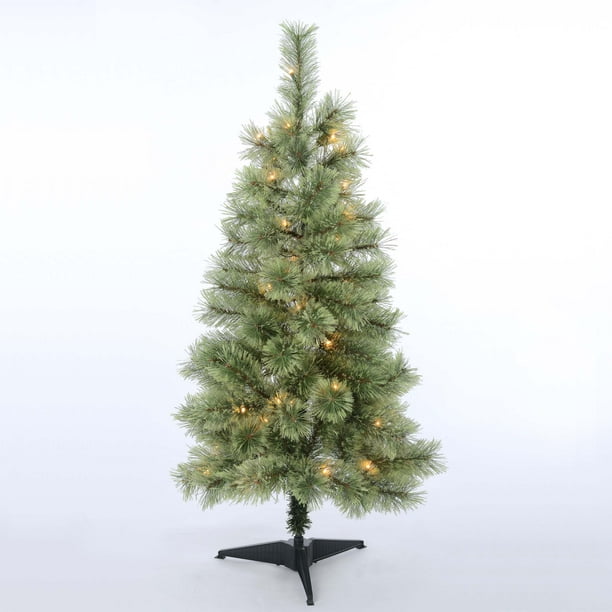 Holiday Time Prelit Incandescent White Conical Christmas Tree 4', Green ...