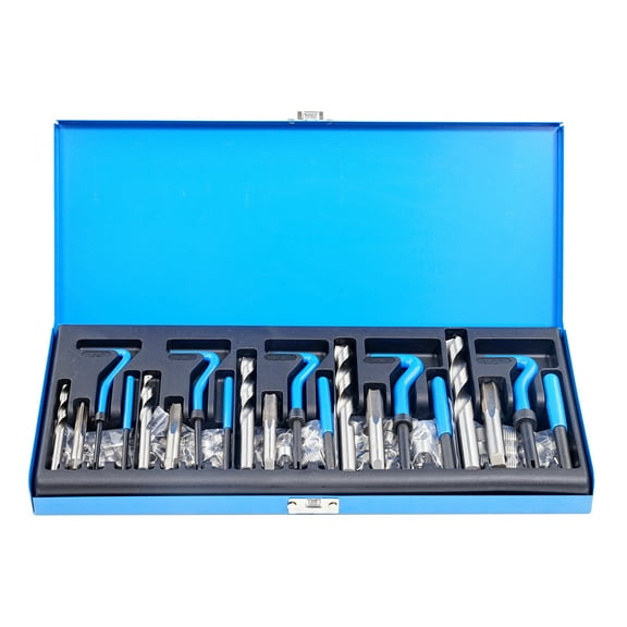 KFFKFF SAE Thread Restoration Set, 131-Pcs, Includes HSS Drills, UNC Thread Inserts, Taps, and Tools for 1/4" 5/16" 3/8" 7/16" 1/2" Sizes