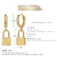 thumbnail image 5 of Fettero 14K Gold Plated Simple Boho Hypoallergenic Huggie Hoop Lock Drop Earrings Jewelry Gift for Women, 5 of 6