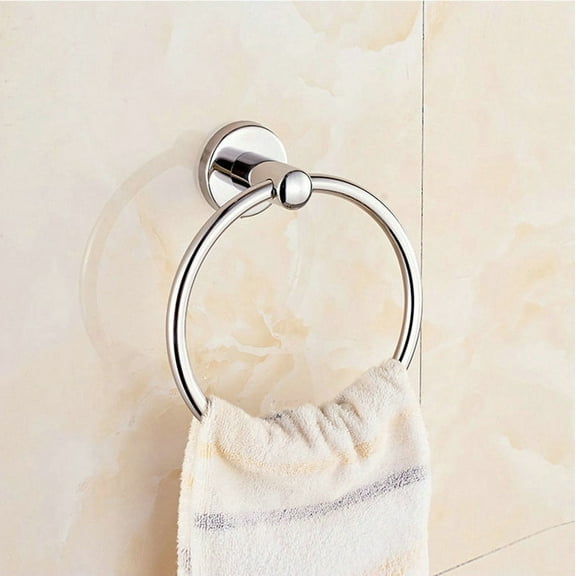 Vikakiooze Bathroom Accessory Wall Mounted Polished Stainless Steel Towel Ring Holder