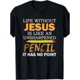 thumbnail image 1 of Life Without Jesus Funny Christian Religious Faith T-Shirt, Casual Crew Neck Short Sleeve Tee, 100% Cotton Fabric, Slight Stretch, Summer Fashion Top, Regular Fit, 1 of 7