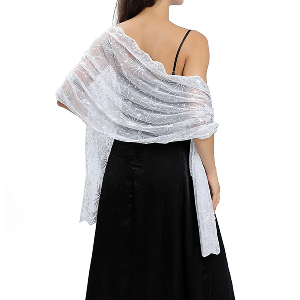 Sequin Glitter Beaded Shawl Scarf Wrap Formal Evening Party Prom Wedding
