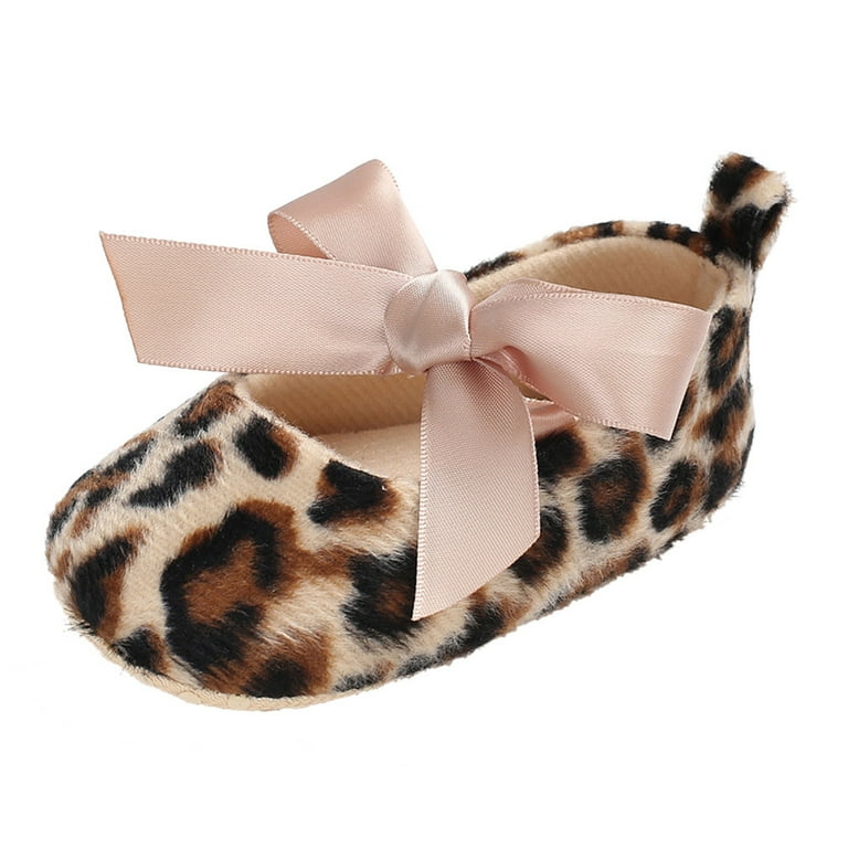 Toddler Girl Shoes Size 12 Cute Leopard Print Tie Soft Anti Slip