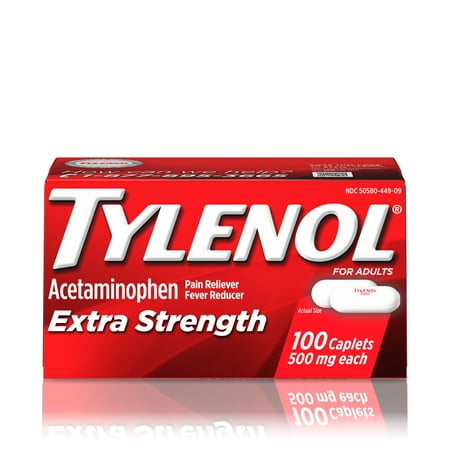 (3 pack) Tylenol Extra Strength Caplets, Fever Reducer and Pain Reliever, 500 mg, 100