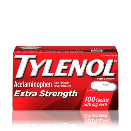 (3 pack) Tylenol Extra Strength Caplets, Fever Reducer and Pain Reliever, 500 mg, 100 ct.