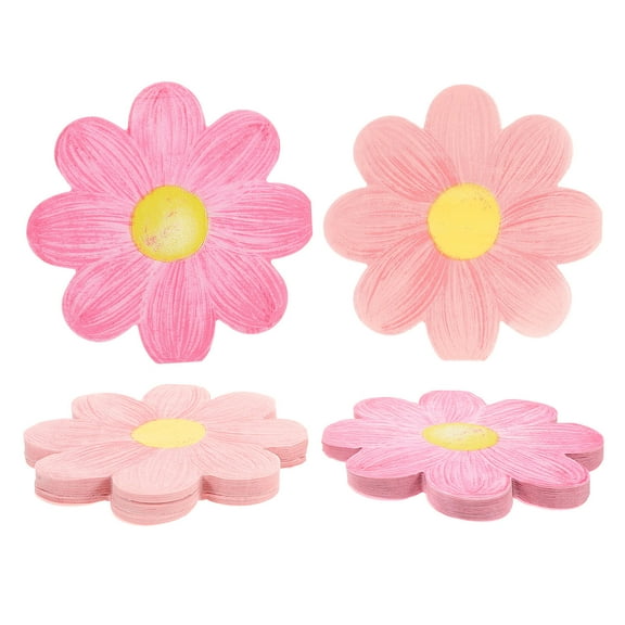 Clispeed 20Pcs Disposable Pink Daisy Paper Napkins Floral Decorative Party Supplies for Wedding Tea and Holiday