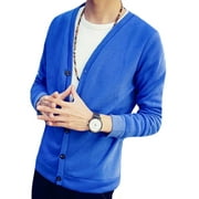 Winwinus Mens Breathable Plus-size Open Front Basic Style Knitwear Sapphire Blue XL - 9788196562663