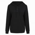 thumbnail image 4 of Godom Women's Hoodies Casual Long Sleeve Half Button Drop Shoulder Pullover Tops Loose Drawstring Hooded Sweatshirt, 4 of 7