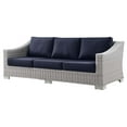 thumbnail image 3 of Lounge Sectional Sofa Chair Set, Rattan, Wicker, Light Grey Gray Blue Navy, Modern Contemporary Urban Design, Outdoor Patio Balcony Cafe Bistro Garden Furniture Hotel Hospitality, 3 of 10