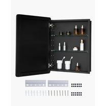VEVOR Medicine Cabinet, 24 x 30 inch, Medicine Cabinet for Bathroom with Mirror, Aluminum Frame Bathroom Wall Cabinet, 2-layer Adjustable Shelves, Recessed & Wall-mounted Installation