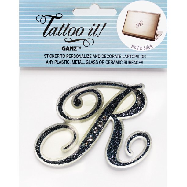 tattoo it cursive capitalized raised letter sticker r by ganz