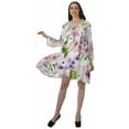 thumbnail image 2 of Moomaya Rayon Flared Dress For Womens Long Sleeve Printed V-Neck Casual Beach Dress For Girls, 2 of 7