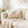thumbnail image 7 of Yhmxh Easter Bunny Throw Pillow Cover, 12 x 20 Inch Cute Rabbit Rectangle Linen Cushion Case, Wildflowers Throw Pillow Case Decoration, Holiday Farmhouse Decoration for Bed Sofa Couch, 7 of 7