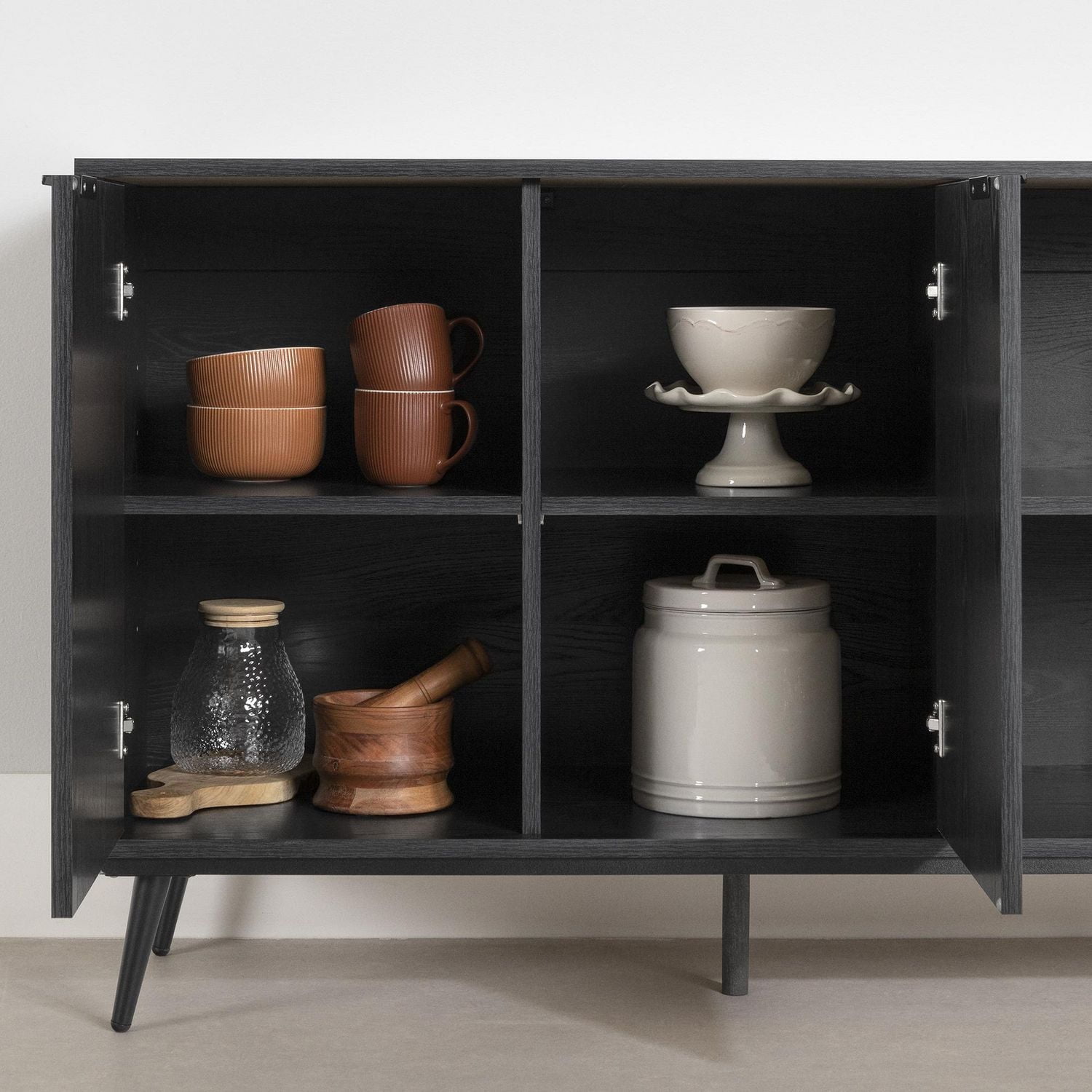 South Shore Mezzy Buffet 2 portes avec rangement ouvert