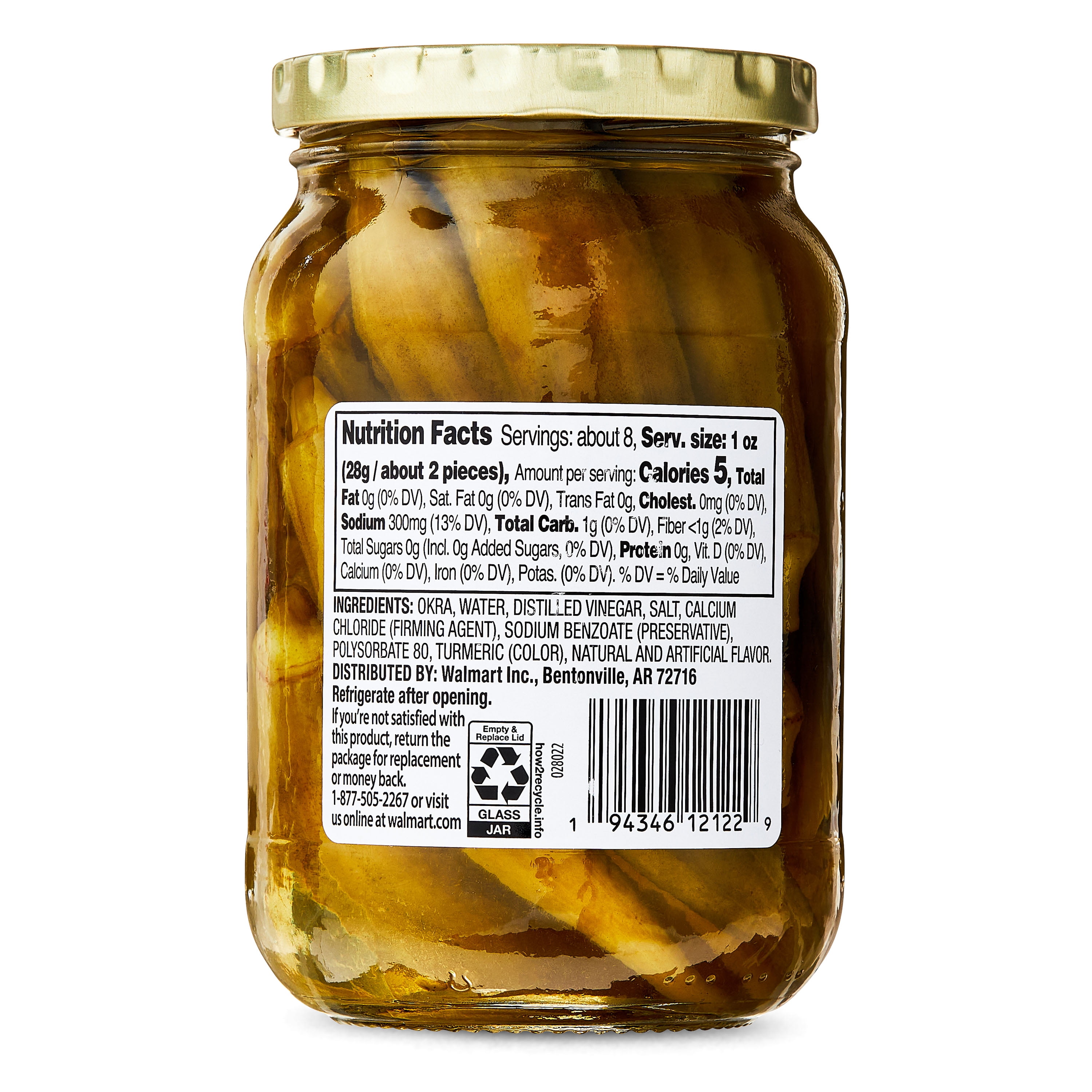 (6 pack) Great Value Mild Pickled Okra, 16 fl oz Jar