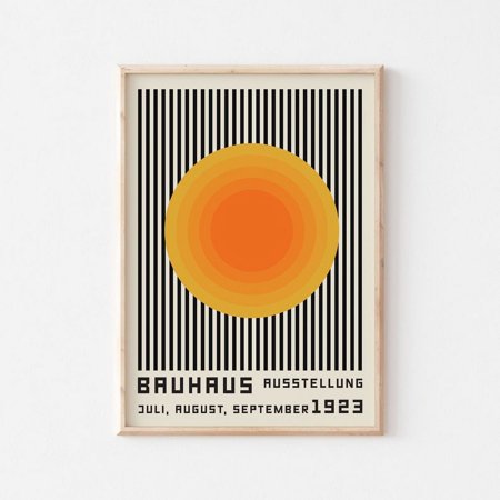 Poster Bauhaus Circles, Bauhaus Art Museum Poster , Trendy Exhibition Poster , Minimalist Wall Art, Bauhaus Orange Poster , Living Room Decor-UNFRAMED