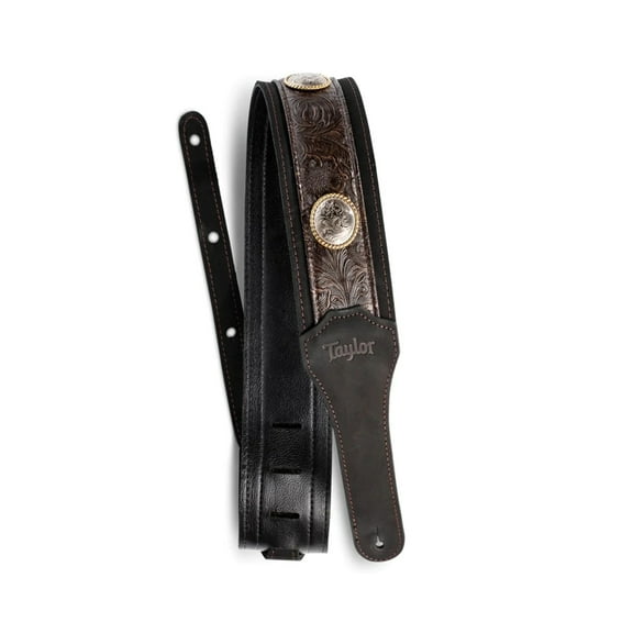 Taylor Grand Pacific 3" Nickel Concho Leather Strap - Black