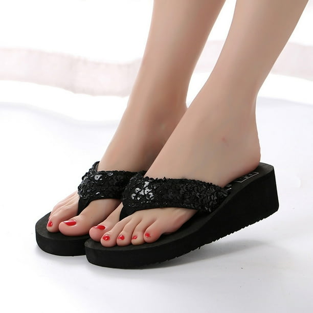 Sequins shiny peep toe antiskid sandals sale
