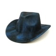 thumbnail image 4 of Yuelianxi Western Cowboy Hat and Cowgirl Hat Pinch Front Wide Brim Bowler Hat Navy, 4 of 4
