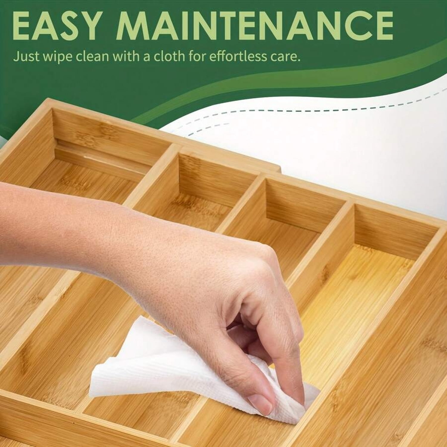 NTGFU Bamboo Expandable Drawer Organizer, 7-9 Slots Adjustable Kitchen Drawer Organizer for Large Cooking Utensils Cutlery, Kitchen Drawer Organization