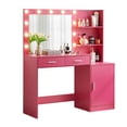 thumbnail image 3 of Holaki 46" Modern Vanity Desk with LED Lighted Mirror and Storage Drawers, 3 of 6