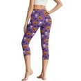 thumbnail image 2 of SCRAWLGOD Halloween Skull Bat Pumpkin Spider Print Violet Capri Leggings for Women - Slim High Waisted Capris Tummy Control Yoga Pants with Pockets Breathable Workout Cycling Cropped Tights, XXL, 2 of 7
