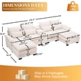 thumbnail image 7 of Rophefx Chenille Oversized Cloud Modular Sofa,134" U Shaped Sectional Sofa Couch with Storage Console&USB Port,6 Tufted Deep Seater Couch Set for Living Room,White, 7 of 7