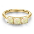 thumbnail image 3 of Gem Stone King 10K Yellow Gold White Ethiopian Opal Engagement Ring for Women | 0.90 Cttw | Round Cabochon 5MM | Gemstone October Birthstone | Size 6, 3 of 6