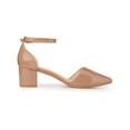 thumbnail image 3 of BLISSFUL STEP Women's Closed Pointed Toe Ankle Strap Low Block Heels Pumps Nude (Size 9), 3 of 8