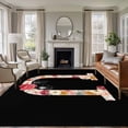 thumbnail image 2 of Black Letter U Flower Large Area Rugs 6x9 ft Watercolor Alphabet U Pink Beige Floral Leaf Washable Rug Non Slip Indoor Carpet Absorbent Floor Mat for Living Room Bedroom Dining Room, 2 of 9