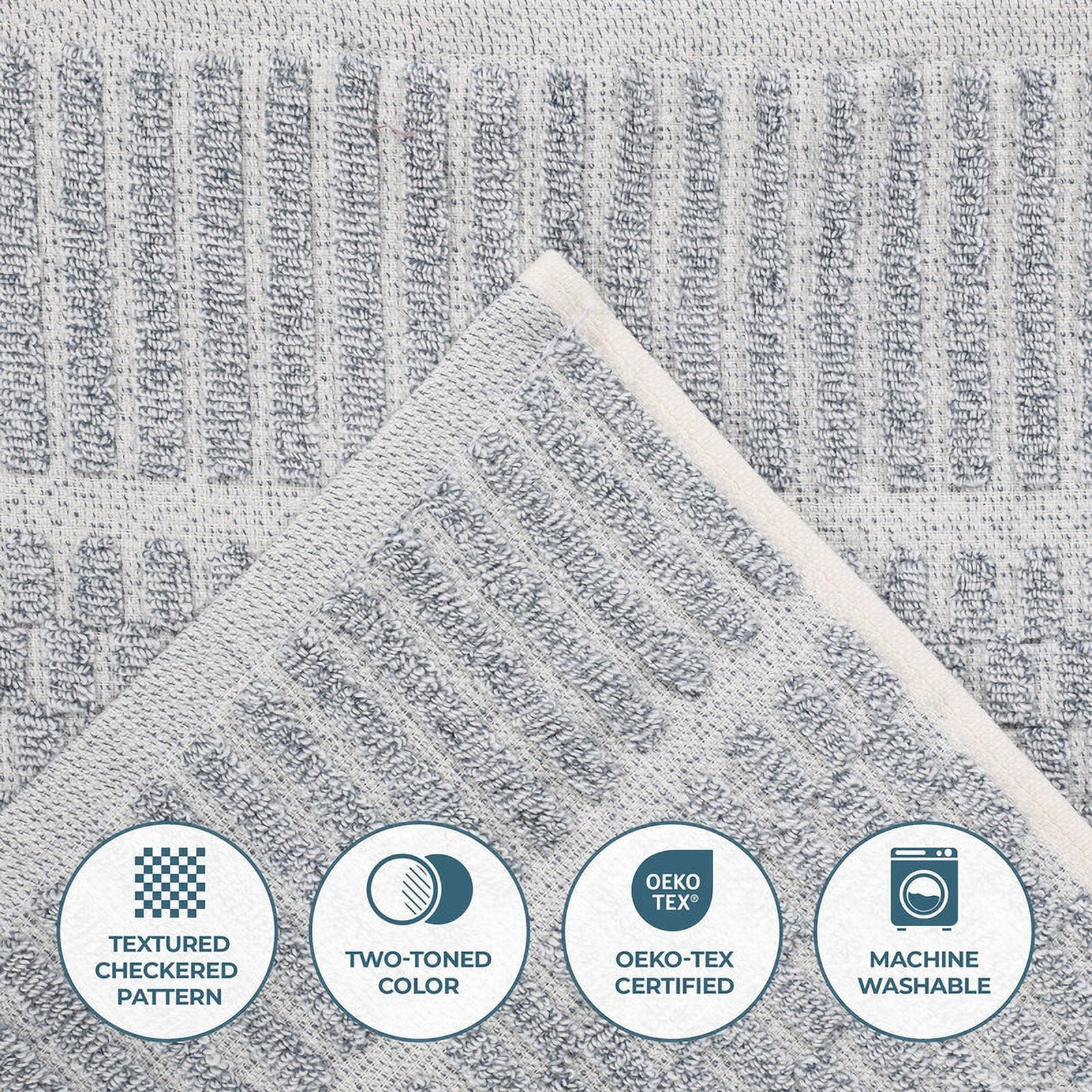 Superior Juno Viscose Cotton Blend Medium Weight 12 Piece Towel Set, Denim Blue
