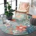 thumbnail image 3 of SAFAVIEH Cabana Caris Floral Indoor/Outdoor Area Rug, Green/Rust, 4' x 4' Round, 3 of 8