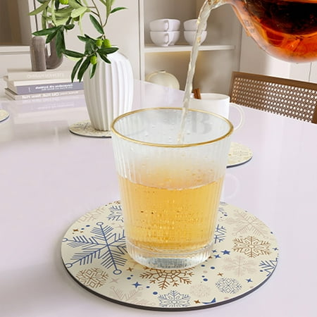 

Aihimol Faux Leather Round Placemats Coffee Mats Kitchen Table Mats Easy To Clean Round Kitchen Table Mats