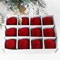thumbnail image 6 of Fwttom Luxury Flocked Christmas Ball Ornaments Set of 12 - Elegant Shatterproof Holiday Xmas Tree Decorations Soft Velvet Finish for Indoor Home and Party Festive Decor, 2" Red, 6 of 9
