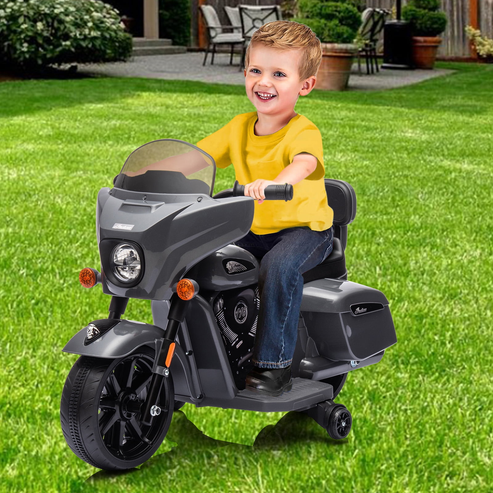 M optimized Kids Ride on Motorcycle, 6V Electric Baterry Power Dirt Bike Motorcycle with USB, AUX, Music, Headlight for 3-8 Years Old