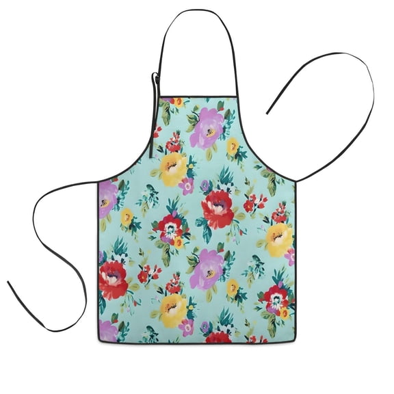 Pioneer Flower Floral Print Pattern Kids Aprons for Girls and Boys,Adjustable Neck Strap Toddler Aprons for Kids Cooking Baking
