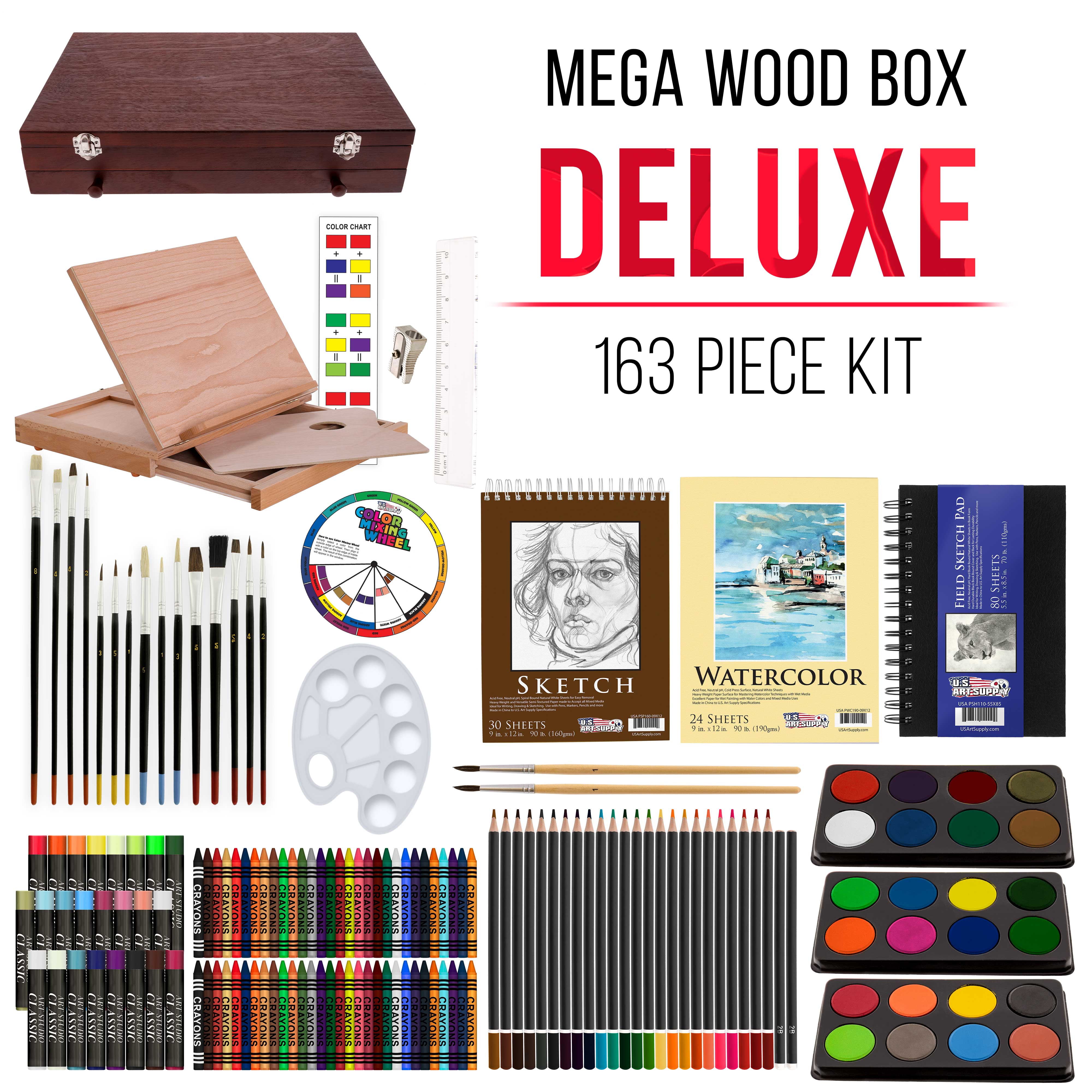 143 Piece Deluxe Art Set, Paint Set in Portable Wooden Case，Professional  Art Kit，Art Supplies for Adults，Teens and Artist， Painting, Drawing & Art  Supplies