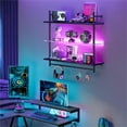 thumbnail image 6 of Bestier 41" Floating Shelves for Wall with LED Light 3-Tier Wall-Mounted Wood Shelves with 8 S-Hooks, Black Carbon Fiber, 6 of 12