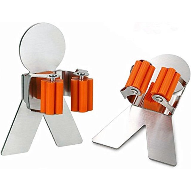 Mop and Broom Holder - 304 Stainless Steel Self Adhesive Mop and Broom Holder with Spring Clip (2 Packs)